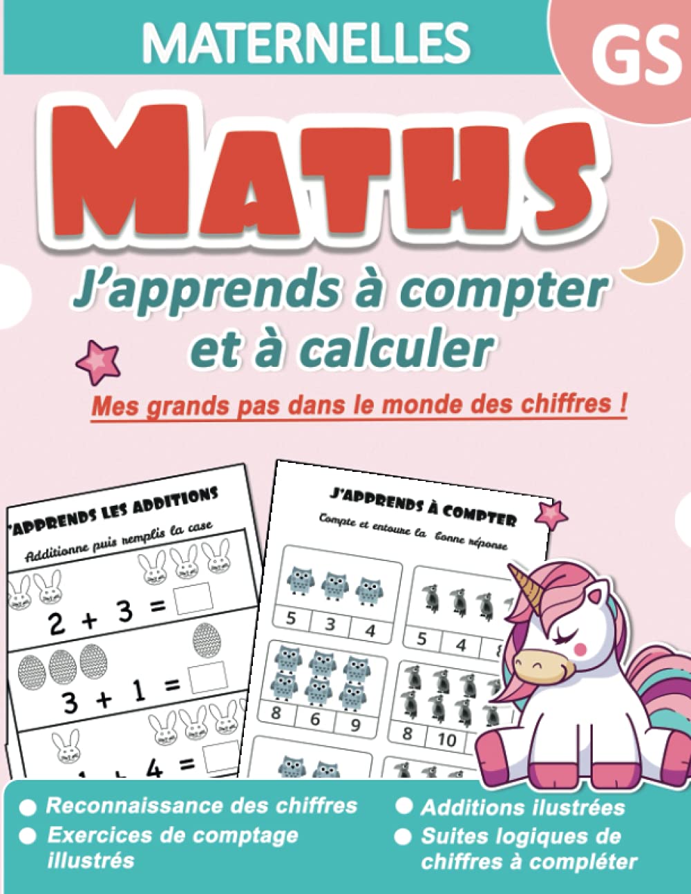 Maths Maternelles GS : J'apprends à compter et à calculer | Mes grands pas dans le monde des chiffres ! Reconnaissance des chiffres, Exercices de ... suites logiques de chiffres à compléter