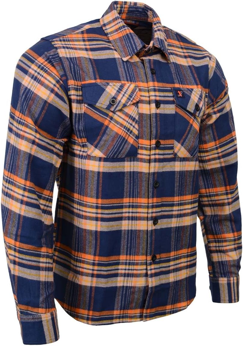 Milwaukee Leather Men’s Classic Long Sleeve Plaid Flannel Shirt - Heavy-Duty 100% Cotton Button-Down