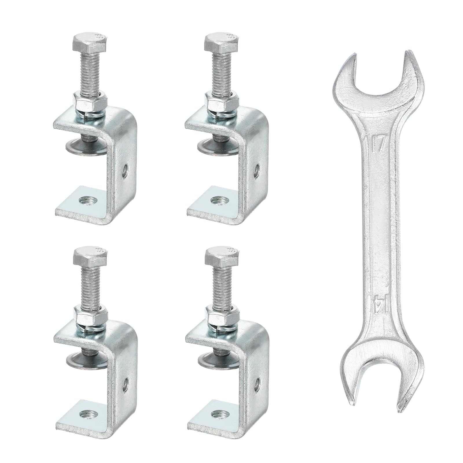 sourcing map 4PCS Carbon Steel C Clamps Mini 1-3/4" (45mm) Wide Jaw Opening Small Galvanized U Clamp for Woodworking Welding Building Household Mounting โ image 1