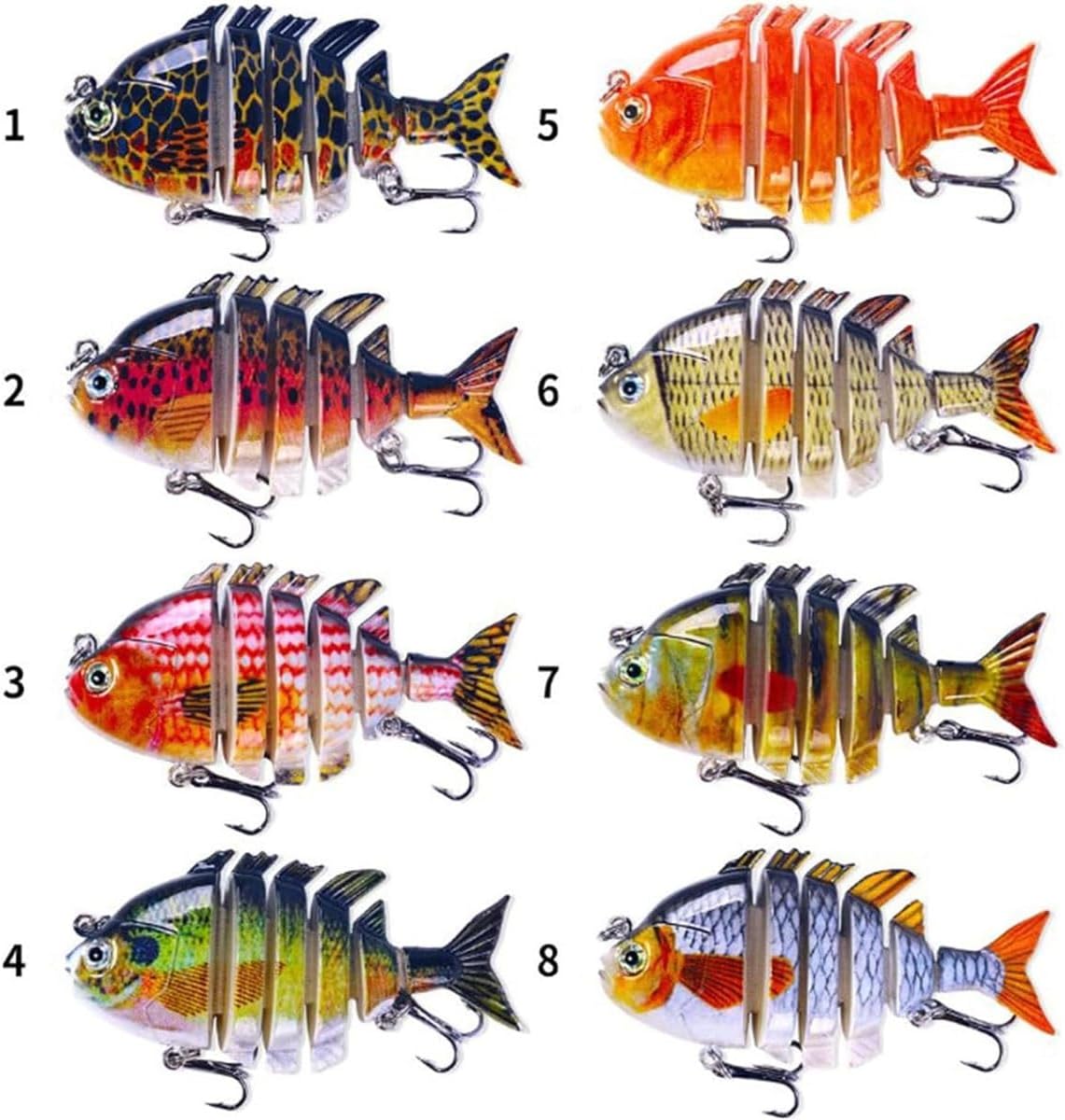 Micro Jointed Swimbait, 2 Inch, Fishing Lures for Freshwater and Saltwater, Lifelike Swimbait for Bass Trout Crappie Walleye Pike, Slow Sinking Lures Suitable for All Kinds of Fish(Color:8PCS)