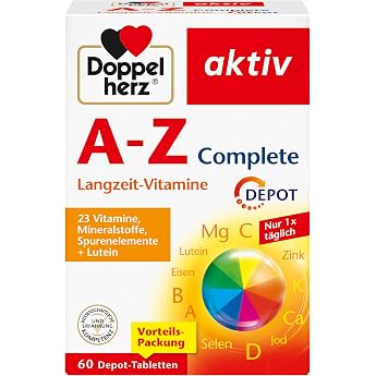 Doppelherz A-Z Complete DEPOT Long-Term Vitamins - 23 Vitamins, Minerals &amp; Trace Elements Plus Lutein - 40 Preventive Tablets