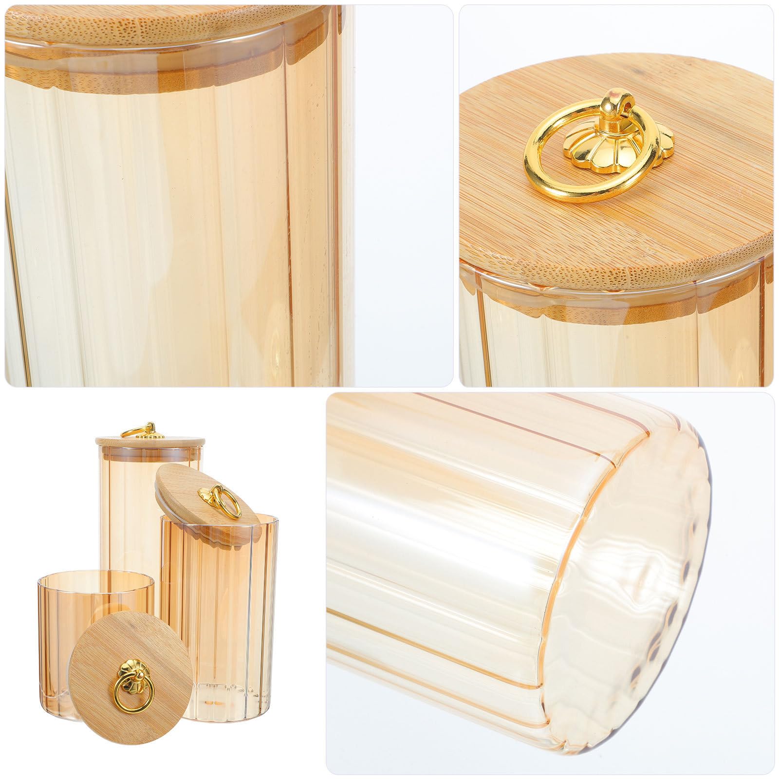Outanaya Tarros de Vidrio Herméticos Vintage 3 Piezas con Tapa de Madera | Capacidades 500ml, 750ml y 1000ml, Boca Ancha, Uso en Despensa y Día a Día