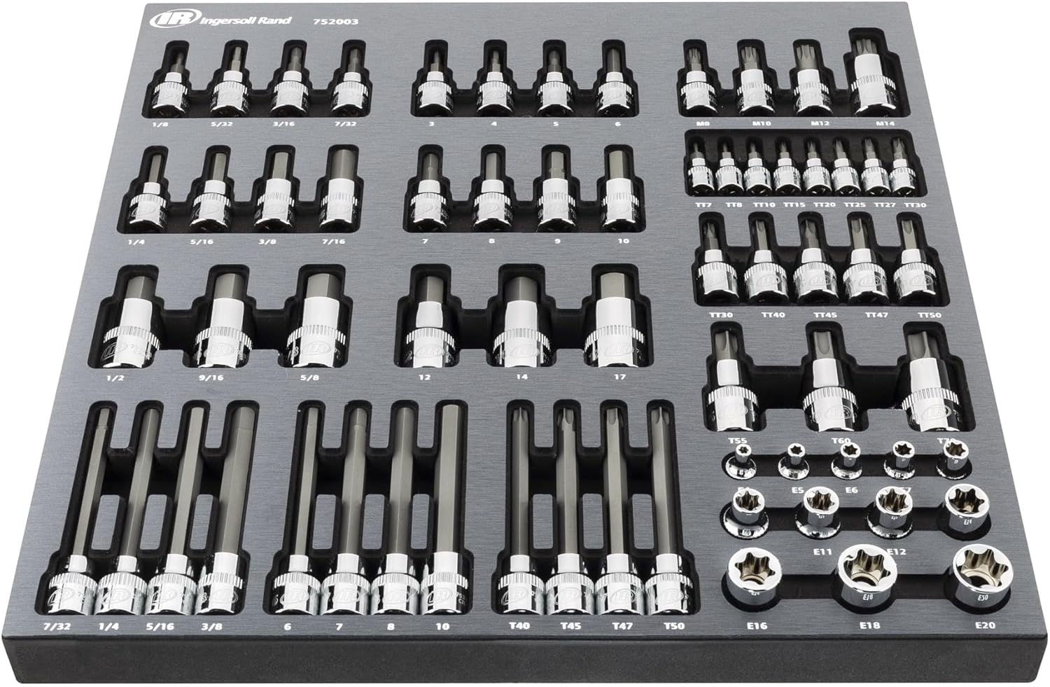 Ingersoll Rand 17 Piece Master Screwdriver Set with EVA Tray, Magnetized Tips, Hex Bolsters, SVCM Alloy Shafts, Soft Grip Handles, Slotted and Phillips - 752012