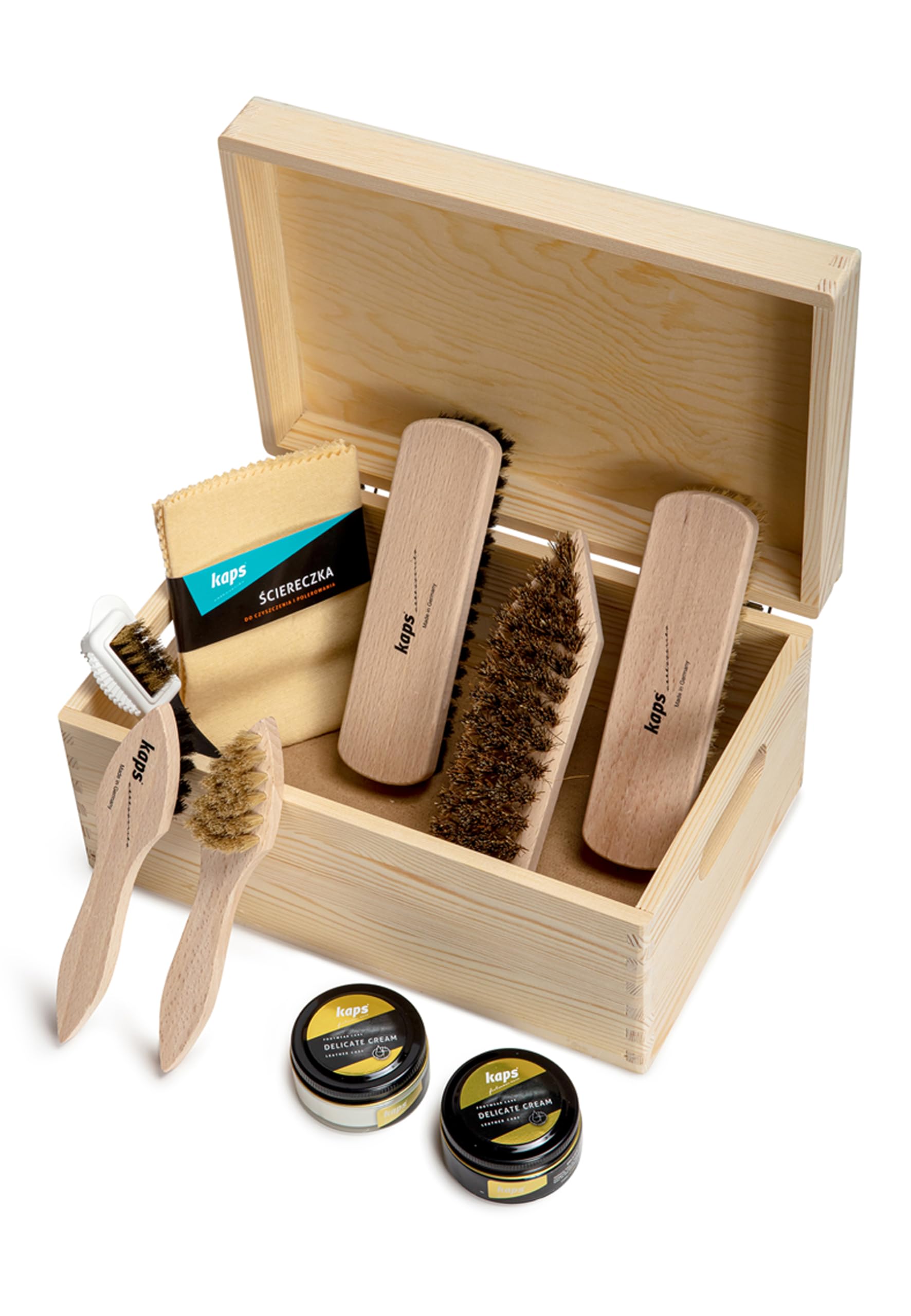 – Complete Shoe Clean and Care Kit 9 Piece Shoe Care Set for Leather Boots and Shoes Footwear Cleaning Kit with Wooden Gift Box, One Size