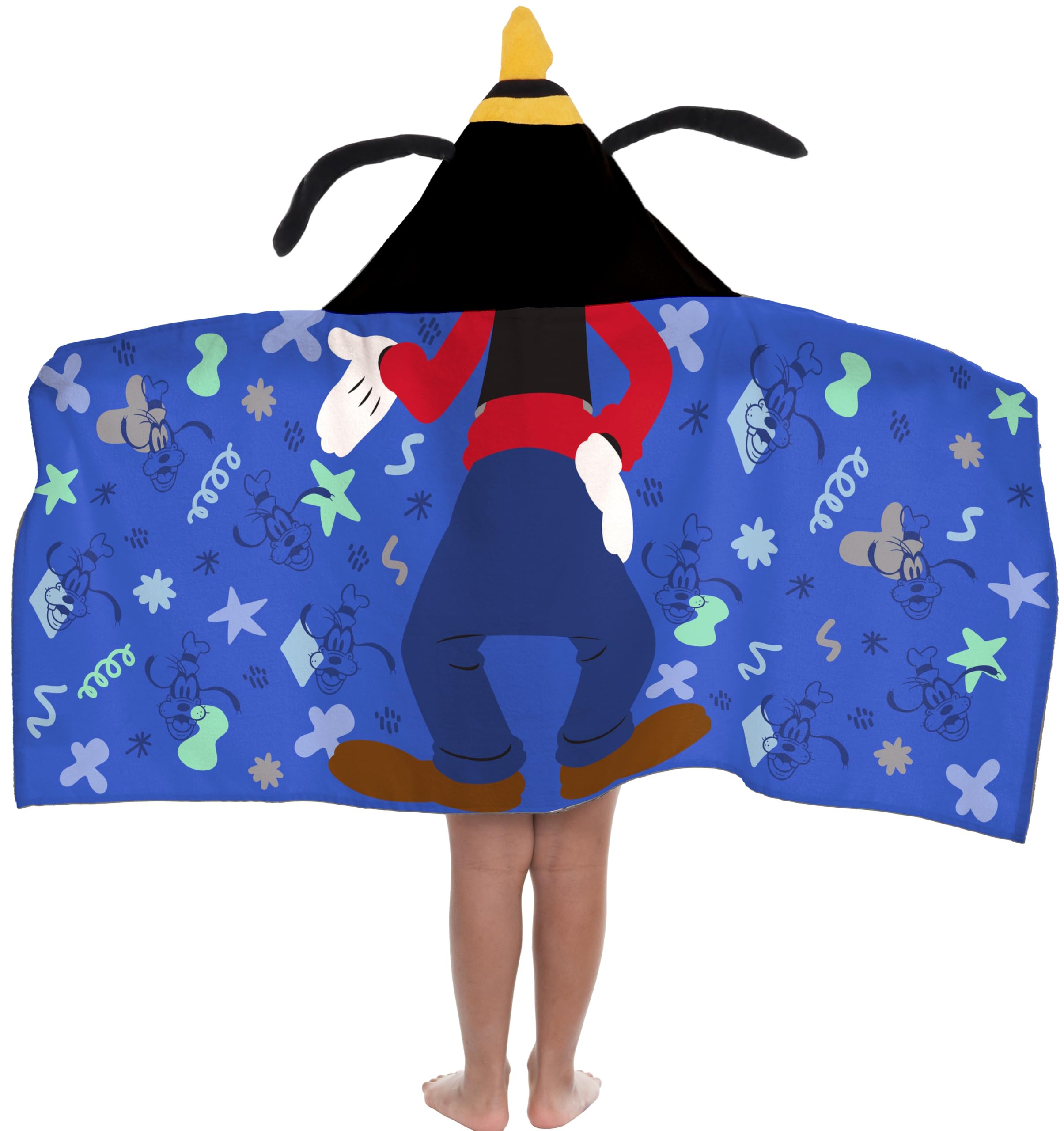 Jay Franco Kids Hooded Towel – 22" x 51" Super Soft Bath Wrap with 3D Hood, Beach, Pool & Travel, Official Licensed Product, Blue - Mickey and Friends