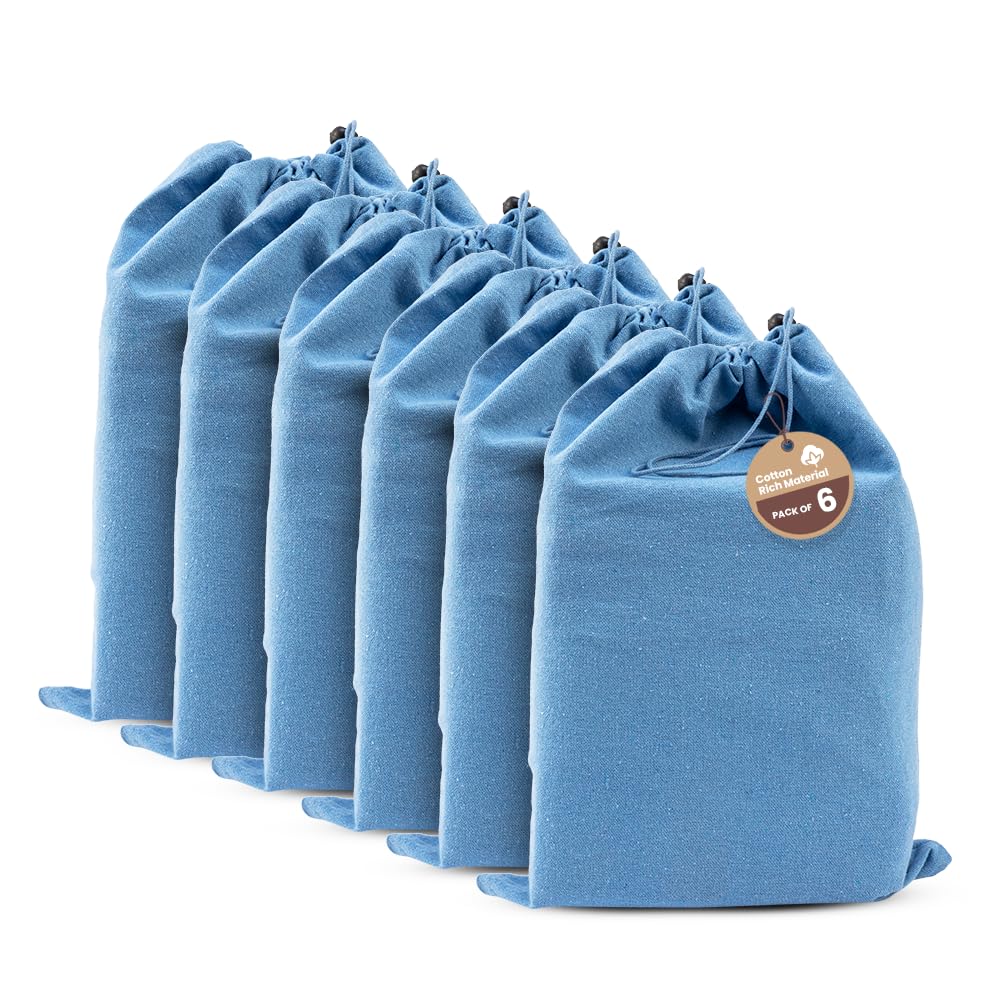 LFH Schuhbeutel mit Kordelzug, staubdicht, wiederverwendbar, perfekt für Reisen, Hotel, maschinenwaschbar, Himmelblau, 8"x17" (Pack of 6), Schuhbeutel aus Segeltuch