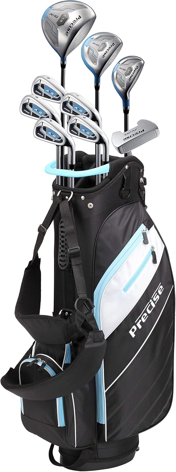 Precise AMG Ladies Womens Complete Golf Clubs Set Includes Driver, Fairway, Hybrid, 6-PW Irons, Putter, Stand Bag, 3 H/C's - Choose Color and Size! : Sports & Outdoors