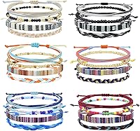 Vista 1 de String Boho Bracelet Ankle Adjustable Beaded Anklets,Handmade Surfer Beach Bracelets,Colorful Braided Bracelets String Rope Anklets Bracelets