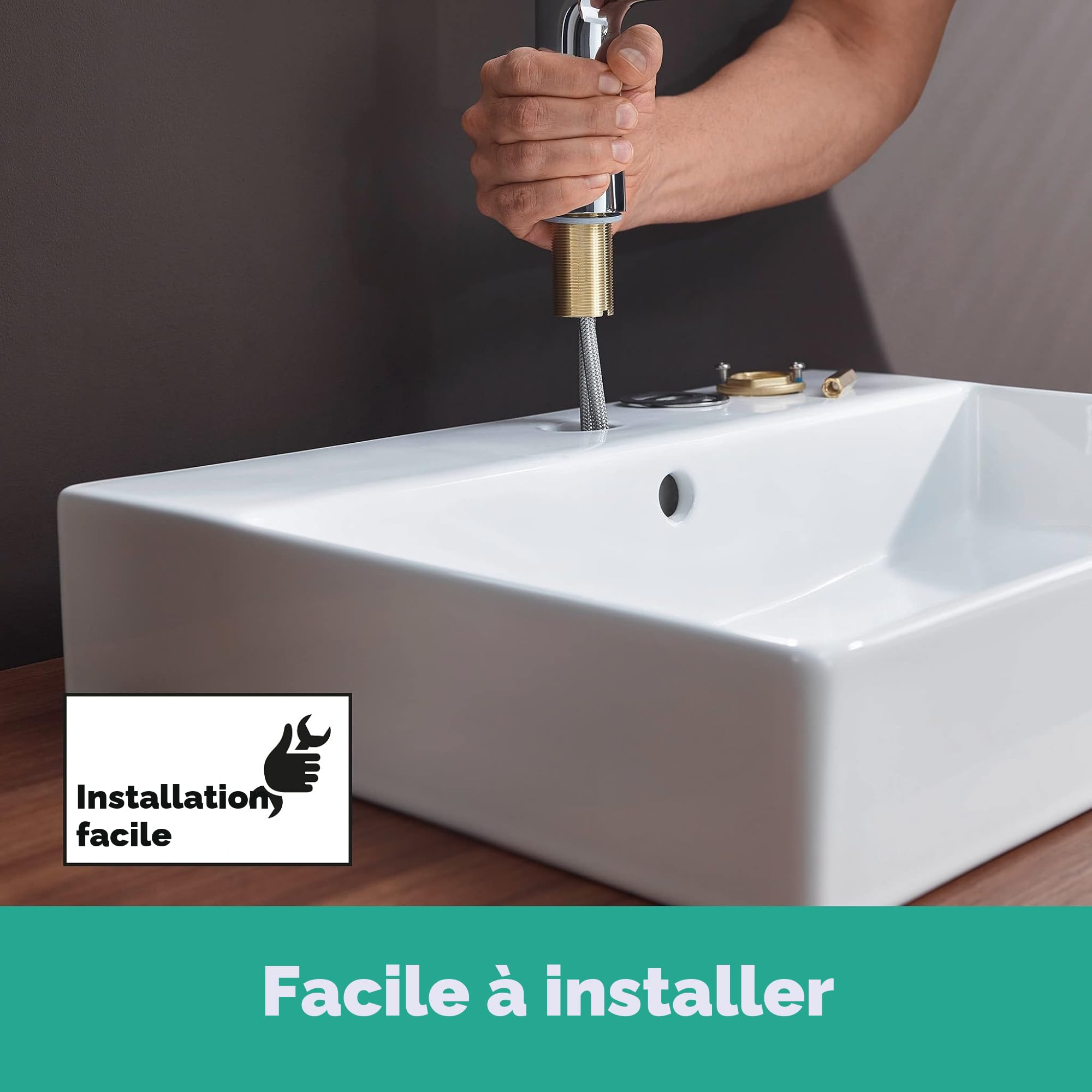 hansgrohe Vernis Blend Mitigeur de lavabo 70 sans tirette ni vidage, chromé, 71558000