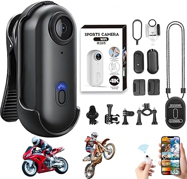Mini 120 4k Camera for Recording, POV Pro Body Cam, HD 1080p/4k Mini Wearable Body Adventure Action Cameras with Audio Video, for Vlogging Cycling Diving Black, 4K