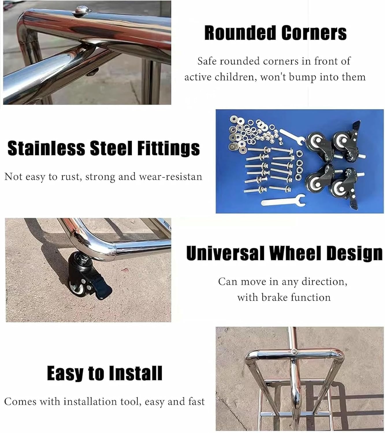 Stainless Steels Hula Hoop Metal Holder with Wheel, Movable Sports Hoop Organizer Cart, Floor Standing Gymnastics Hoop Storage Rack