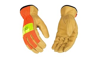 Kinco, 909-L, Hi-Vis Orange Mesh & Grain Pigskin Palm, Large