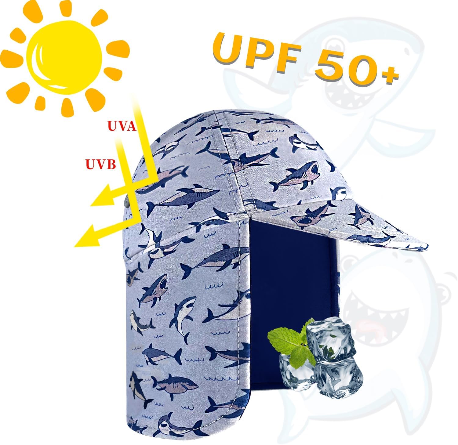 Gifts Treat Kids Legionnaires Hat, UPF 50+ Sun Protection Swim Cap Flap Hat for Kids, Quick Drying Sun Hat for Beach Seaside - Image 4