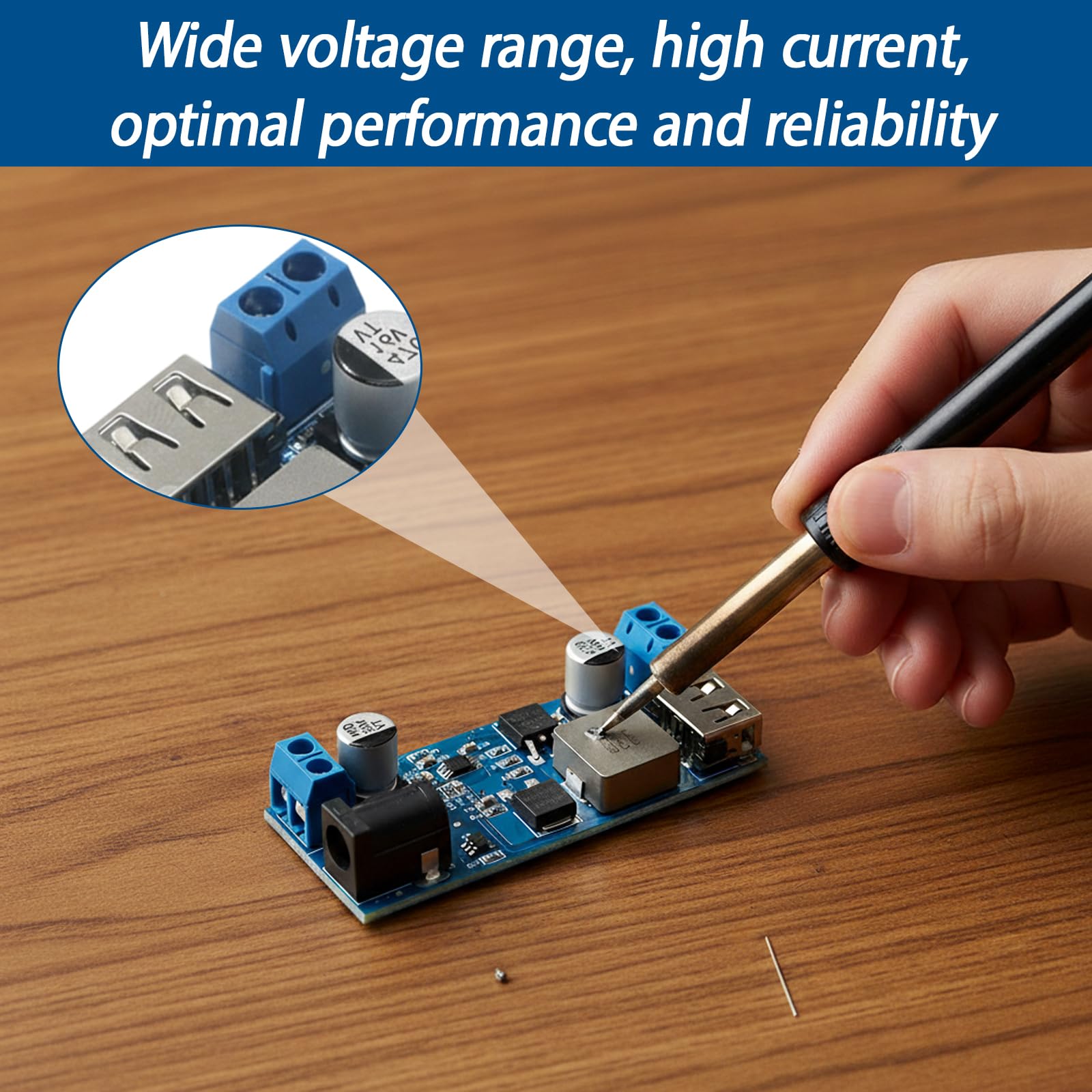 2Pcs DC-DC 5A Power Buck Converter, Power Down Module, 12V to 5V/24V to 12V High Efficiency Voltage Regulator, Step-Down Module with USB Port for DIY Electronics Projects, 9-36V Input Compatibility — view 4
