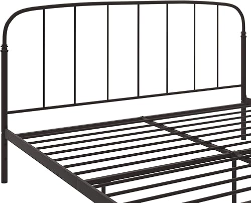 Miniatura 5 de DHP Lafayette - Cama de plataforma de metal con cabecera curvada y estribo de estilo rústico, altura de la base ajustable para almacenamiento debajo