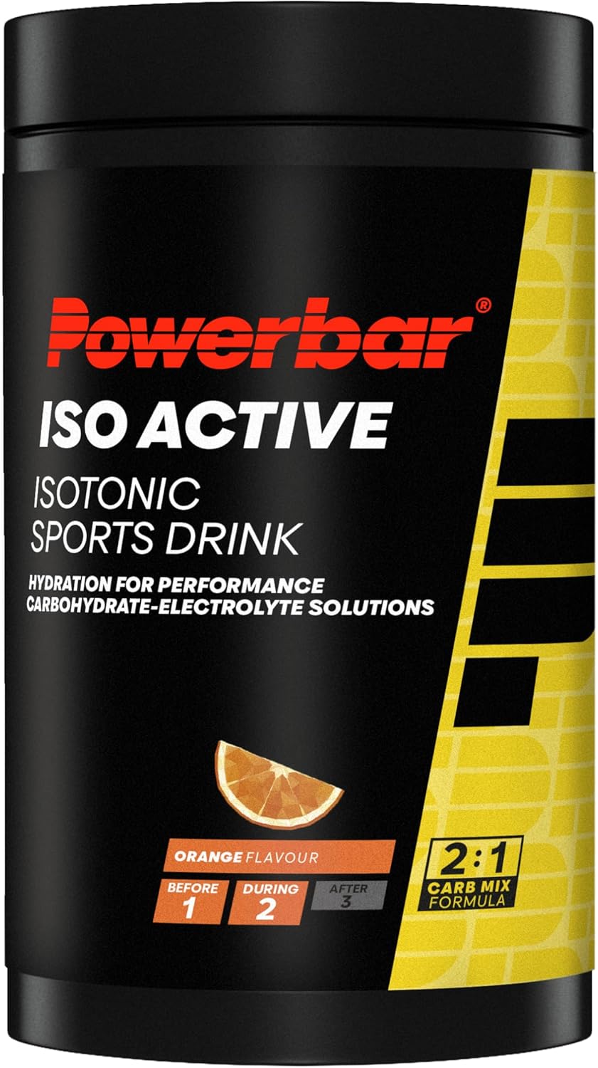 Powerbar Isoactive Orange 600 g – Isotonic Sports Drink – 5 Electrolytes + C2MAX