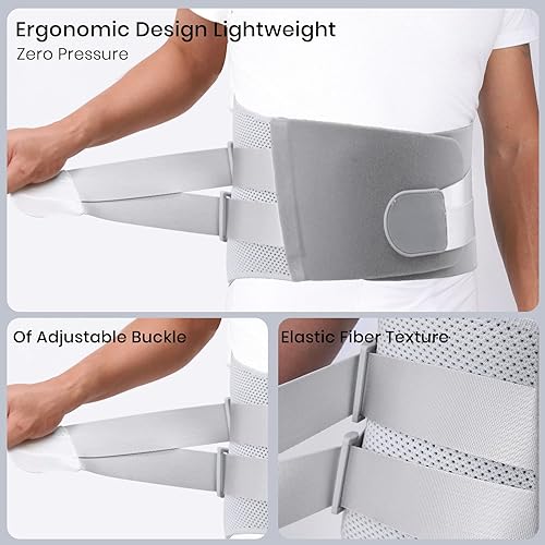 Miniatura 4 de Soporte de espalda para dolor de espalda baja, mujeres y hombres, corrector de postura de espalda baja con 3 almohadillas lumbares, cinturón de