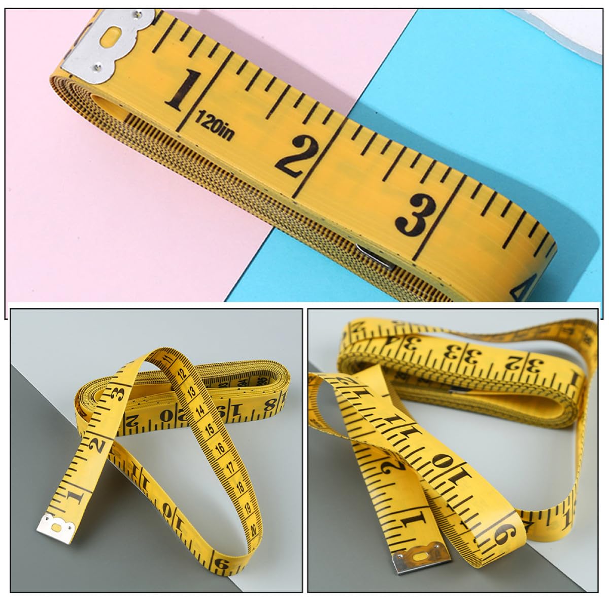 Double Scale Soft Tape Measure 120-inch PVC Fiber Tailor Measuring Tape for Body, Waist, Chest Sewing and DIY Crafts