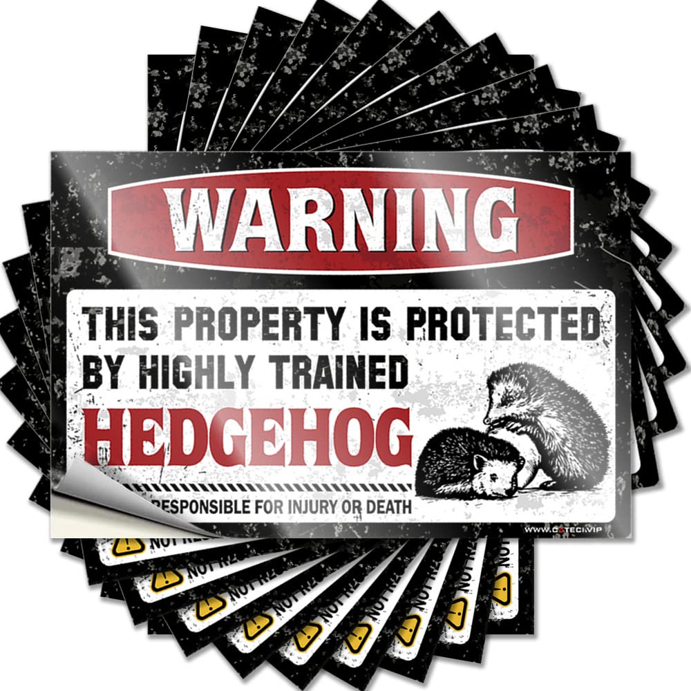 Stickers for Your Car Warning This Property is Protected By A Highly Trained Hedgehog Funny Sticker 10 Pcs Stickers for Your Car Car Stickers for Men(12X18CM)