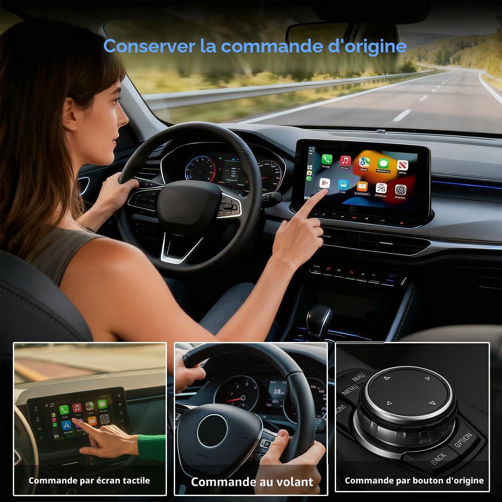 Sunweyer S41 Adaptateur Automatique sans Fil CarPlay et Android en Forme de L : Mise à Niveau Filaire vers sans Fil, Design Compact de Moins de 2 cm pour Voitures filaires d'usine (L Noire)