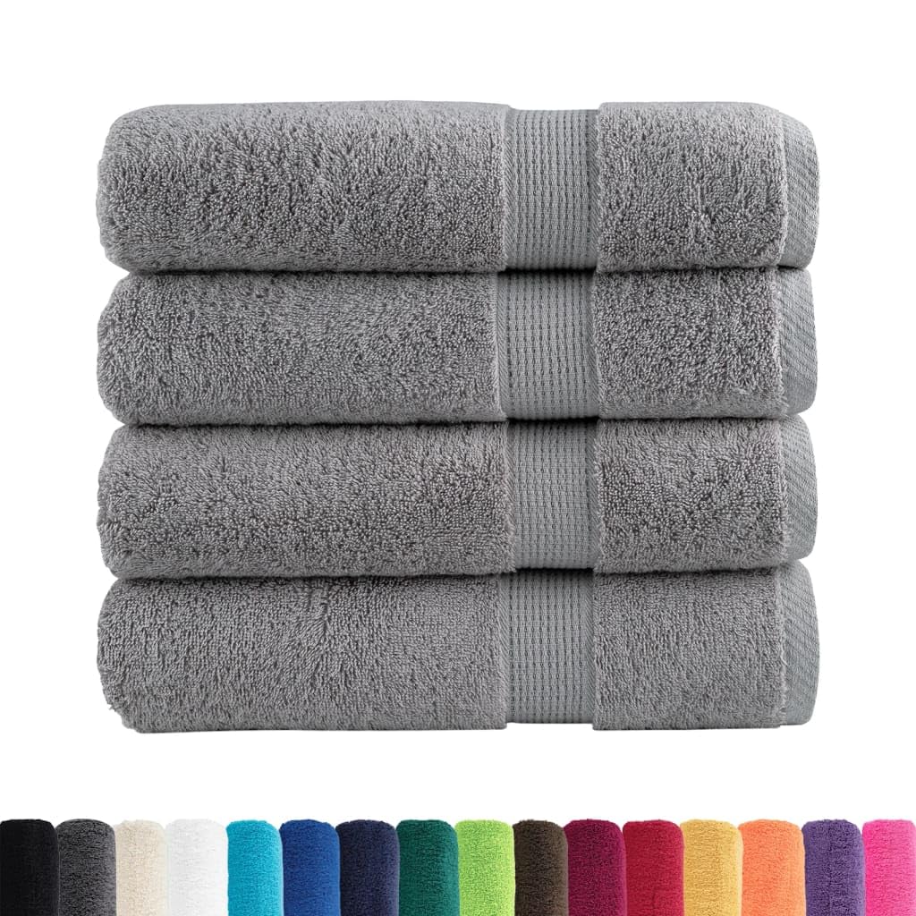 Toallas premium SOLUND 4 piezas gris 50 x 100 cm 600 g/m² toallas juego de toallas de baño familiar, accesorios de baño altamente absorbentes de agua