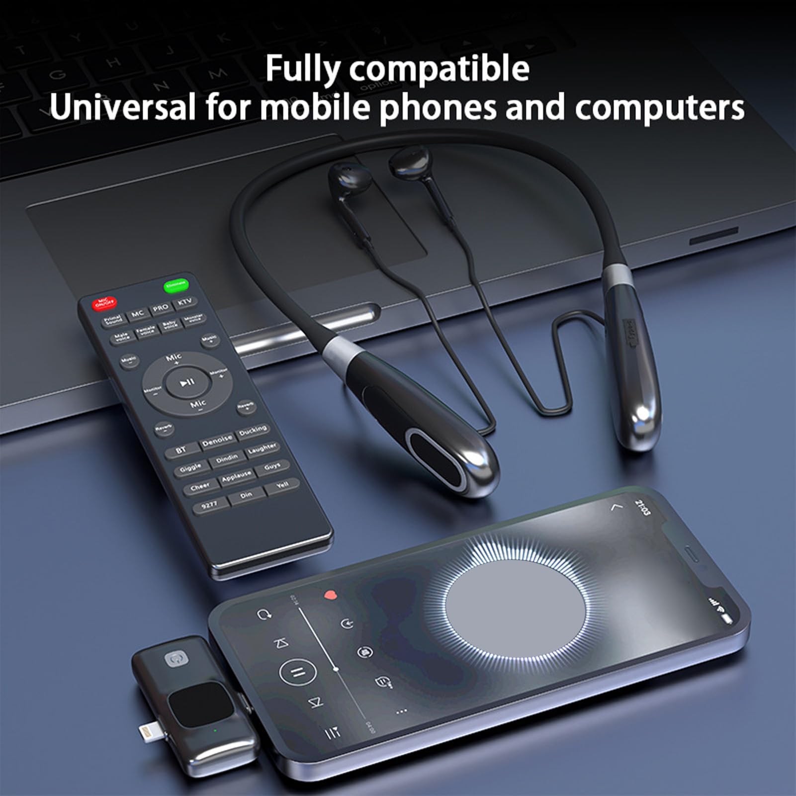 VBESTLIFE Carte Son sans Fil Écouteurs en Streaming en Direct, Carte Son Portable Casques de Diffusion en Direct avec Télécommande pour Youtube, TikTok
