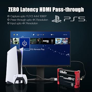 بطاقة التقاط Mirabox لـ Nintendo Switch ، بطاقة التقاط الصوت بالفيديو USB3.0 1080P 60FPS ، دعم إدخال 4K @ 30Hz و Passthrough لـ PS4 PS5 DSLR Xbox Streaming and Recording بواسطة OBS