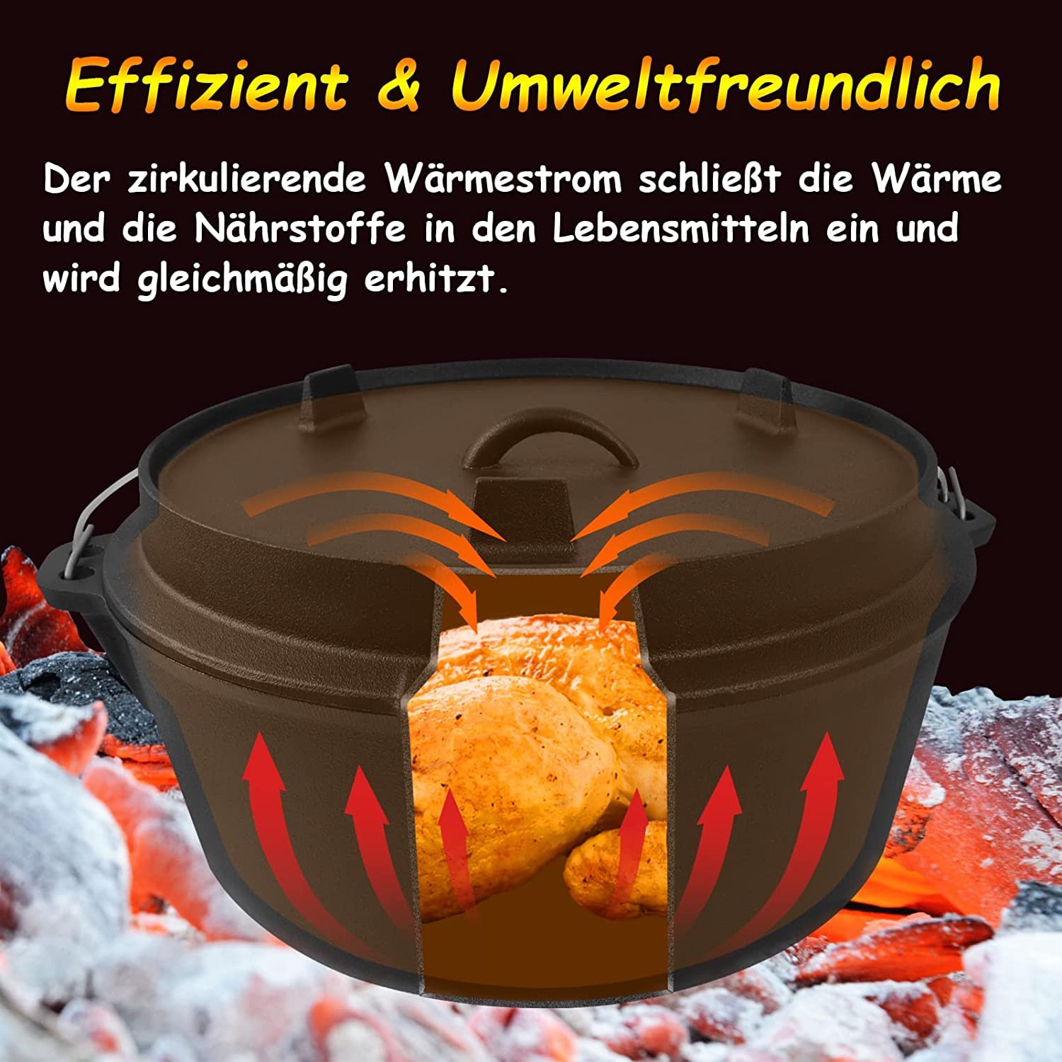 Froadp Set de Horno Holandés Dutch Oven Set Olla de Hierro Fundido Incluye Sartén Sartén para Hornear Cazuela Gancho de Mano etc Firepot Olla Parrilla para BBQ Interior Exterior Camping (10 Piezas)