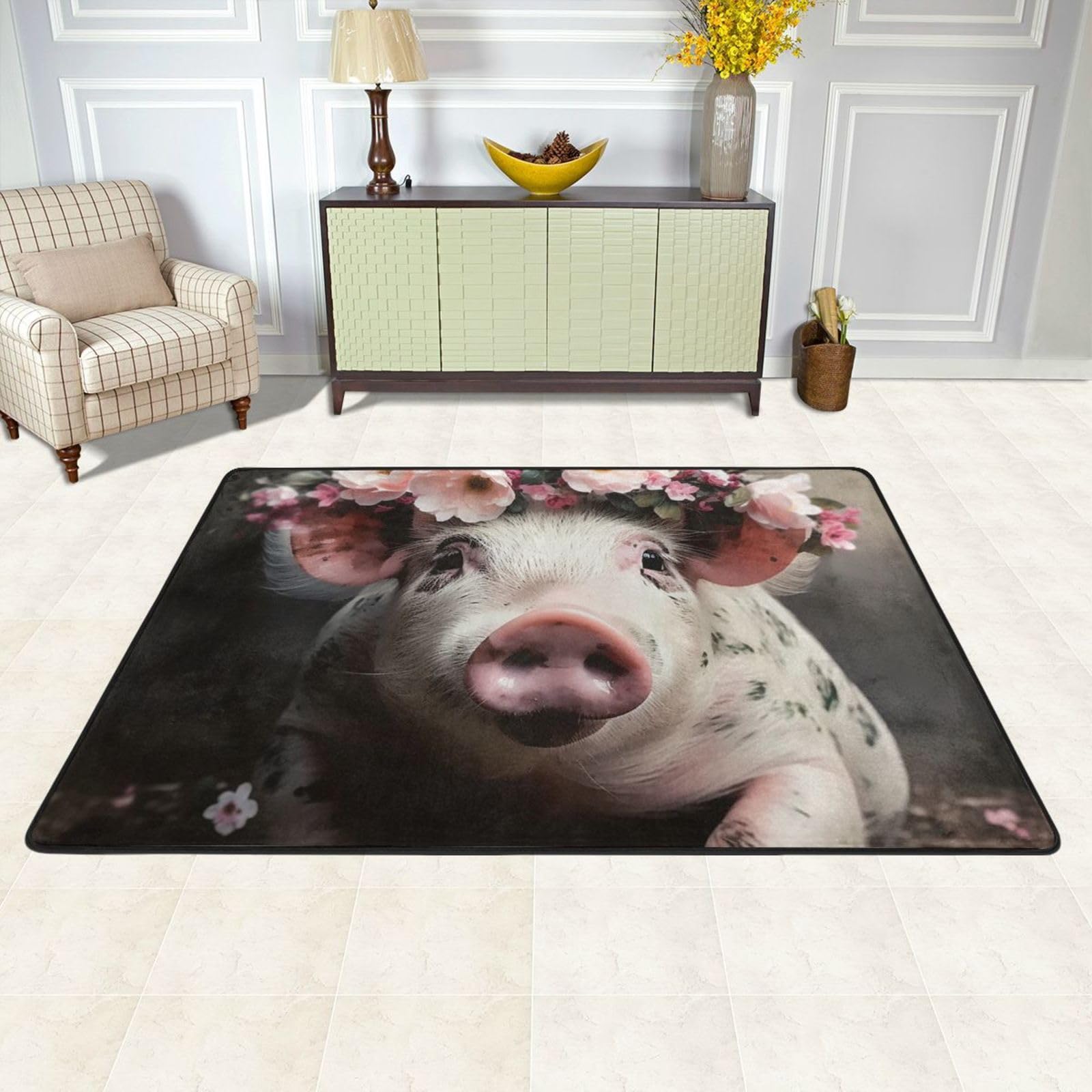 Tapis lavable pour salon résistant aux taches et antidérapant