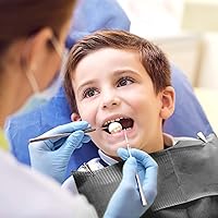 Vista 5 de JMU 125 paquetes de baberos dentales, baberos dentales negros desechables de 2 capas de papel y 1 capa de película, 33 cm x 45.7 cm baberos