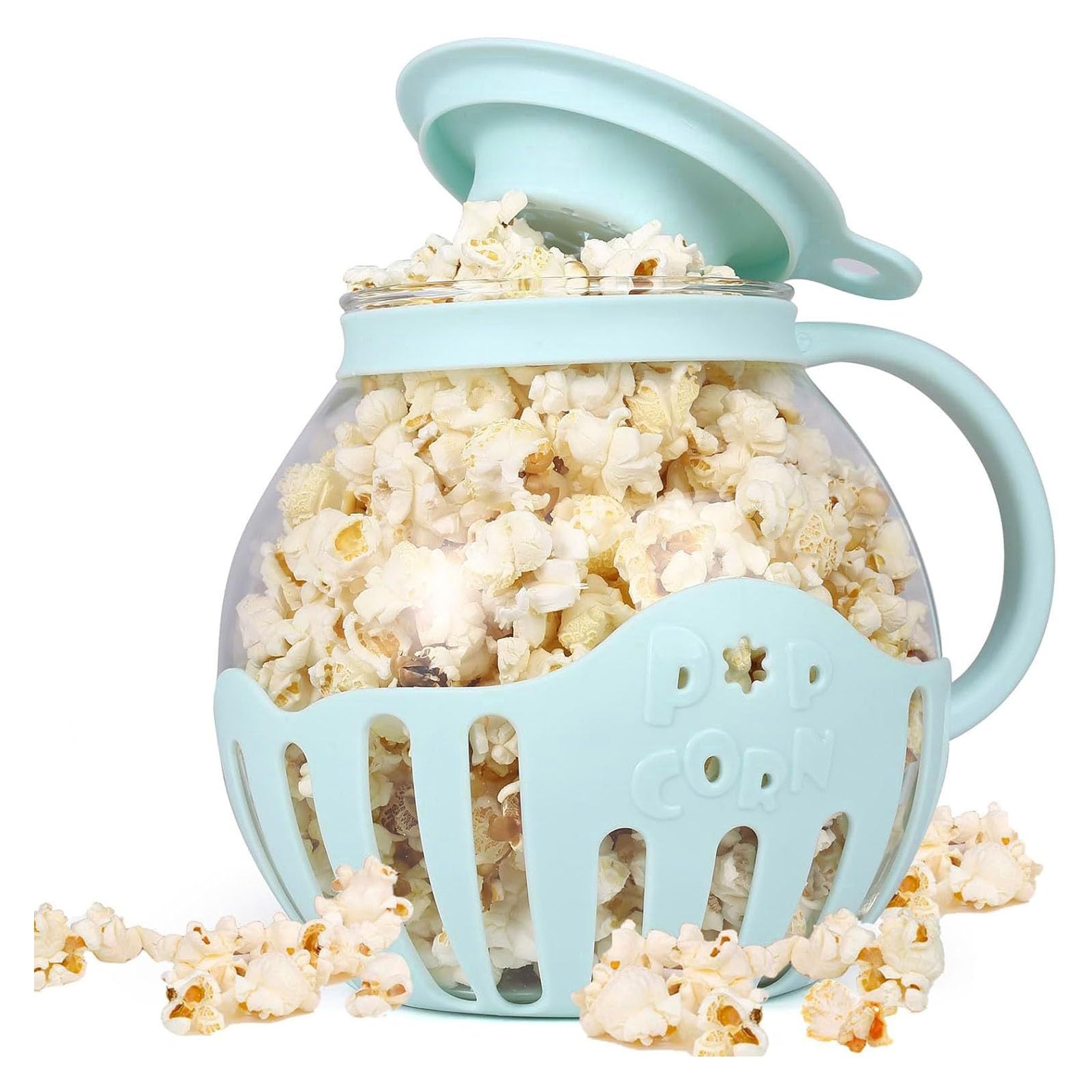 Popcorn in vetro borosilicato per microonde, per serate di film e feste, design facile da pulire, preparazione sana degli snack