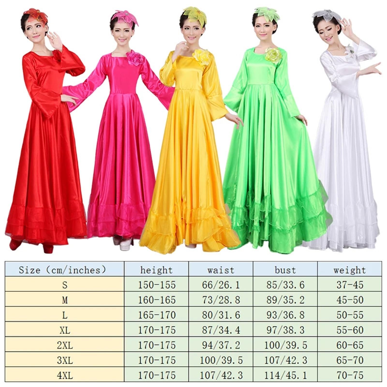 Vestido de baile flamenco 360/540/720 grados for mujer, con abertura salón, falda vuelo grande, traje actuación coro for escenario para Bailar Flamenco