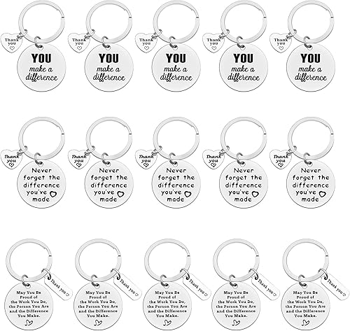 Xiahuyu 15 piezas de regalos de agradecimiento, llavero de agradecimiento para empleados, empleados, compañeros de trabajo, regalos de