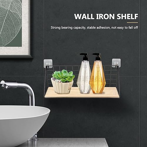 Miniatura 4 de Cabilock Estante flotante de hierro para granja, estante de pared de madera rústica para sala de estar, dormitorio, baño, negro, L