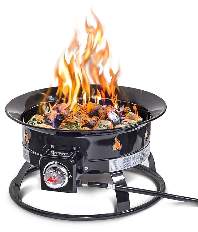 Outland Living Portable Propane Fire Pit 19-inch 58 000 BTU with Fire Pit Cover Carry Kit Smokeless Gas