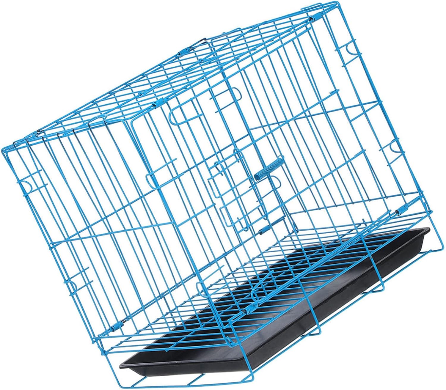 Portable Iron Wire Cat Carrier Cage for Pets with Ample Room and Stable Habitat, Stylish Blue Handheld Cage Suitable for Outdoor Activities and Home Use