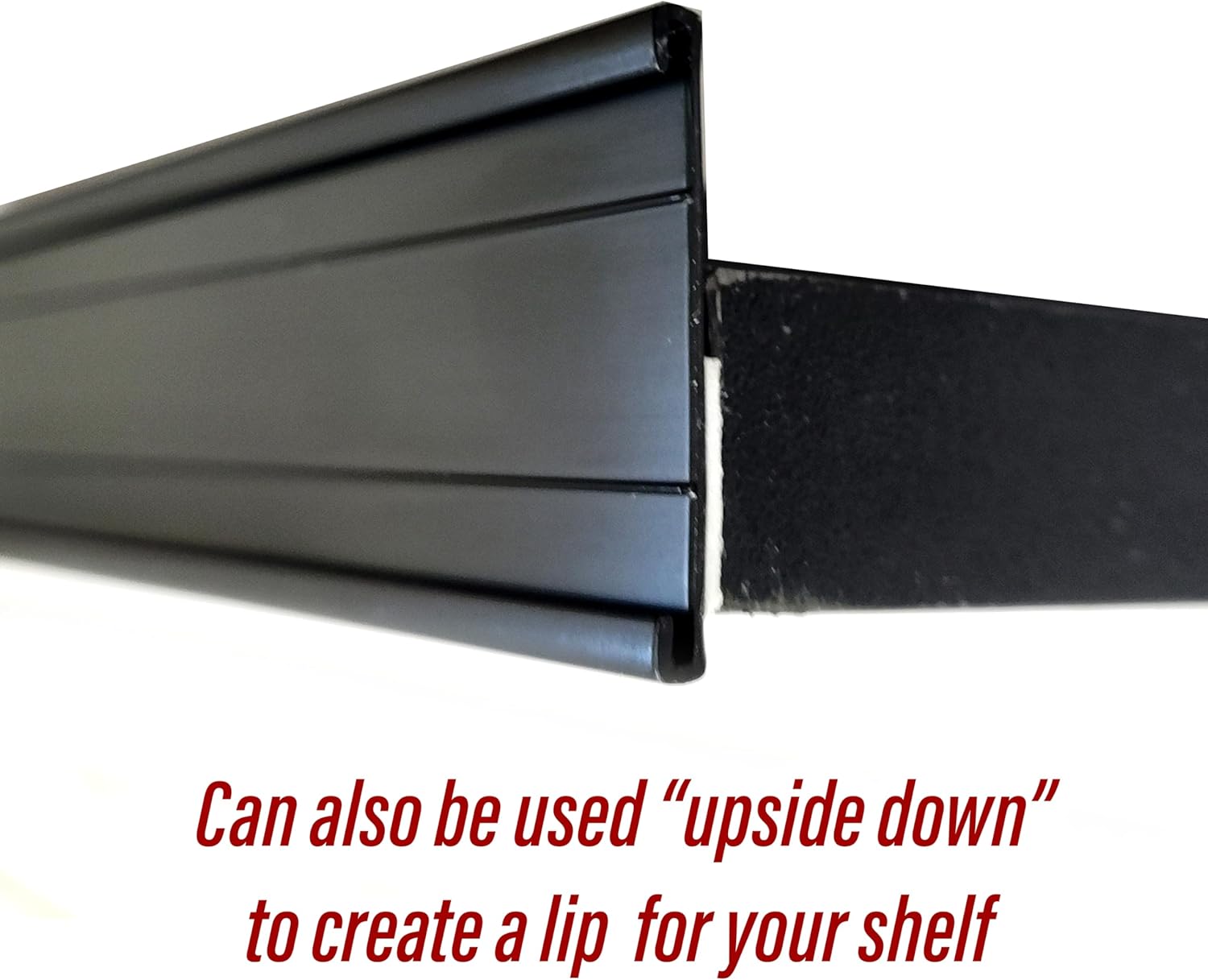 Adhesive Data Channels, 48" L x 1.25" H Stick on C Channels & UPC Label Holder For Wood, Metal & Plastic Shelves, Black, 50 Pack