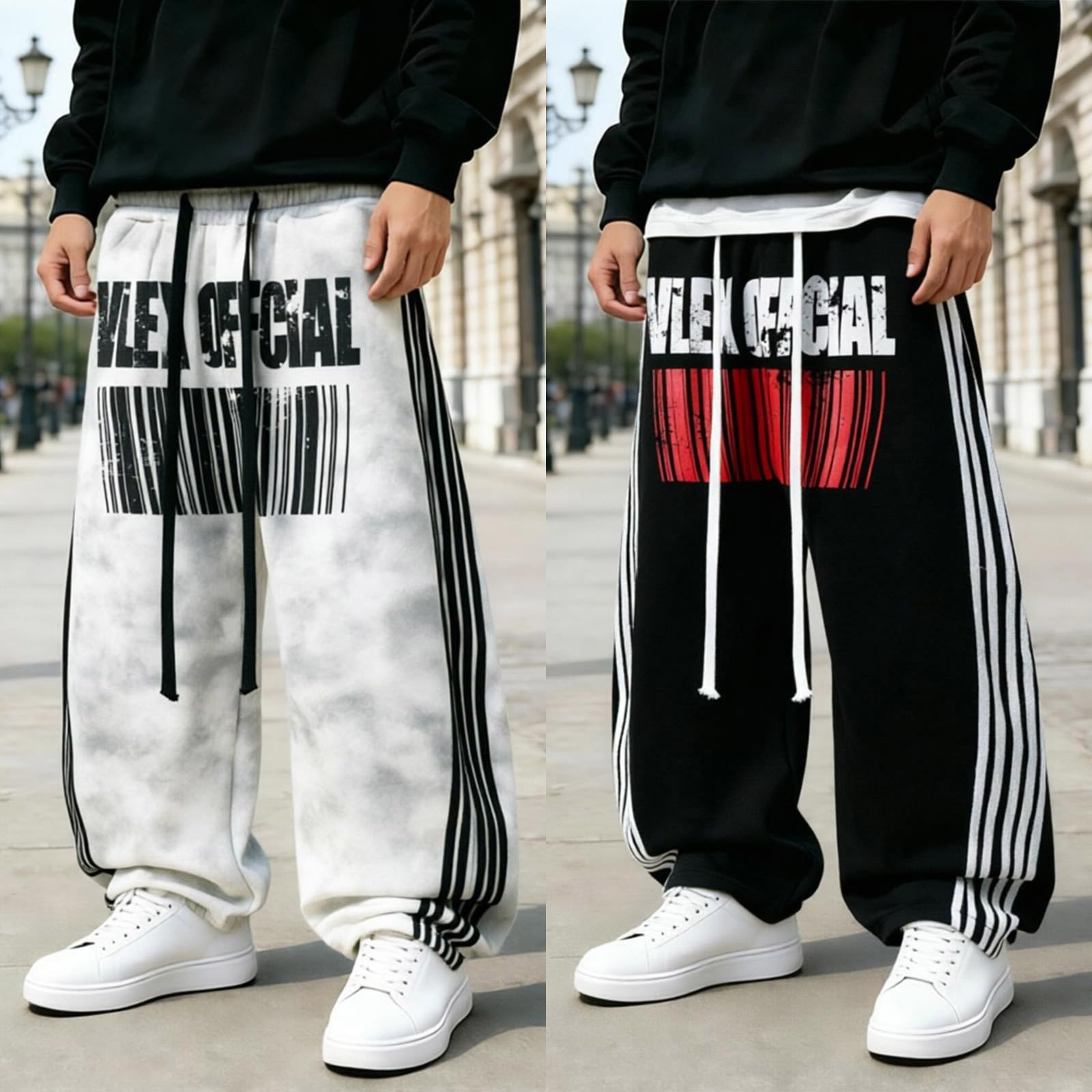 Pantalones de chándal largos de verano para hombre, pantalones de deporte, informales, corte relajado, pantalones de tela de rayas, pantalones de chándal rectos, pantalones de ocio con cordón