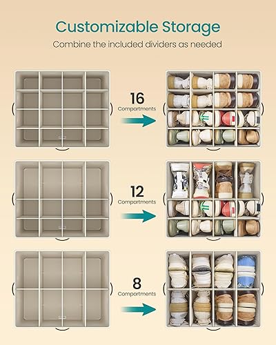 Miniatura 4 de SONGMICS Organizador de zapatos para armario, contenedor de almacenamiento de zapatos, se adapta a 16 pares, contenedor de tela con asas y cubierta
