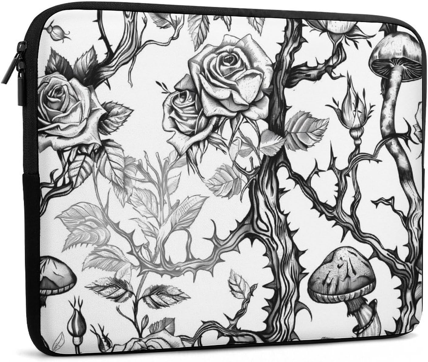 Funny Rose and Mushroom Pattern Laptop Case Travel Computer Sleeve Bag 12inch image 3