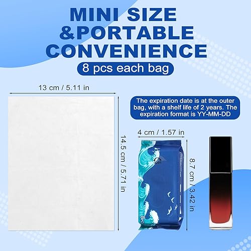 Miniatura 2 de 64 piezas de mini toallitas húmedas de tamaño de viaje, toallitas de mano tamaño de viaje para adultos, niños y bebés, sin perfume, sin alcohol, sin