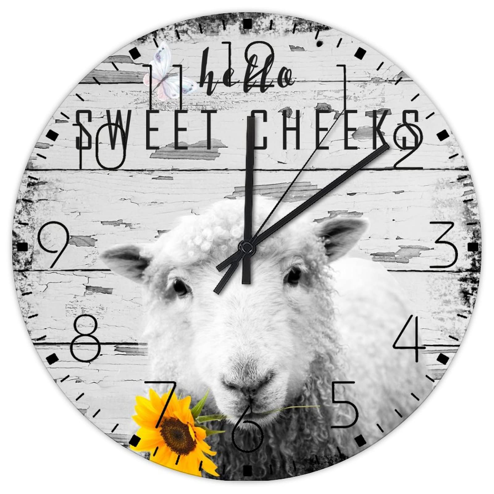 Horloge murale en bois 38 cm double face style minimaliste pour loft et jardin