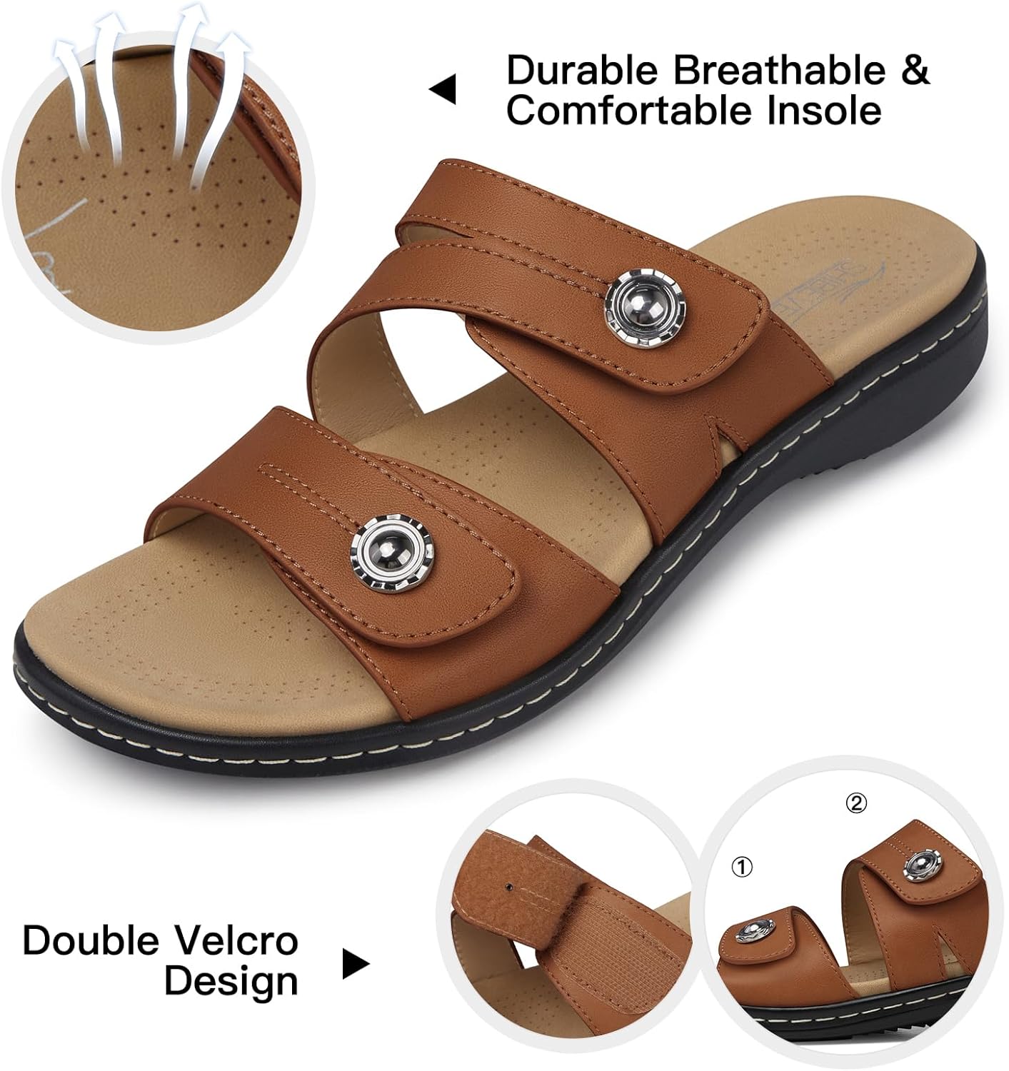 SHIBEVER Flat Sandals Women Dressy: Non Slip, Arch Support, Orthopedic, Plantar Fasciitis Comfortable Walking Sandal - Image 5