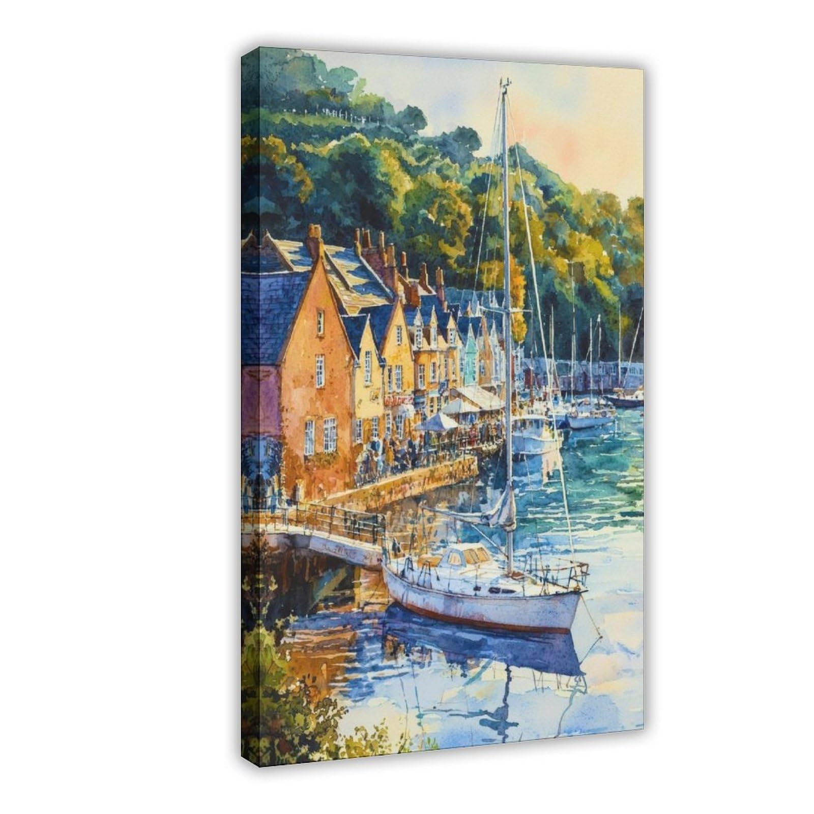 QOGDAF Dartmouth Watercolor England Canvas Poster Wall Art Decor Print Picture Paintings for Living Room Bedroom Decoration 12x18inch(30x45cm)