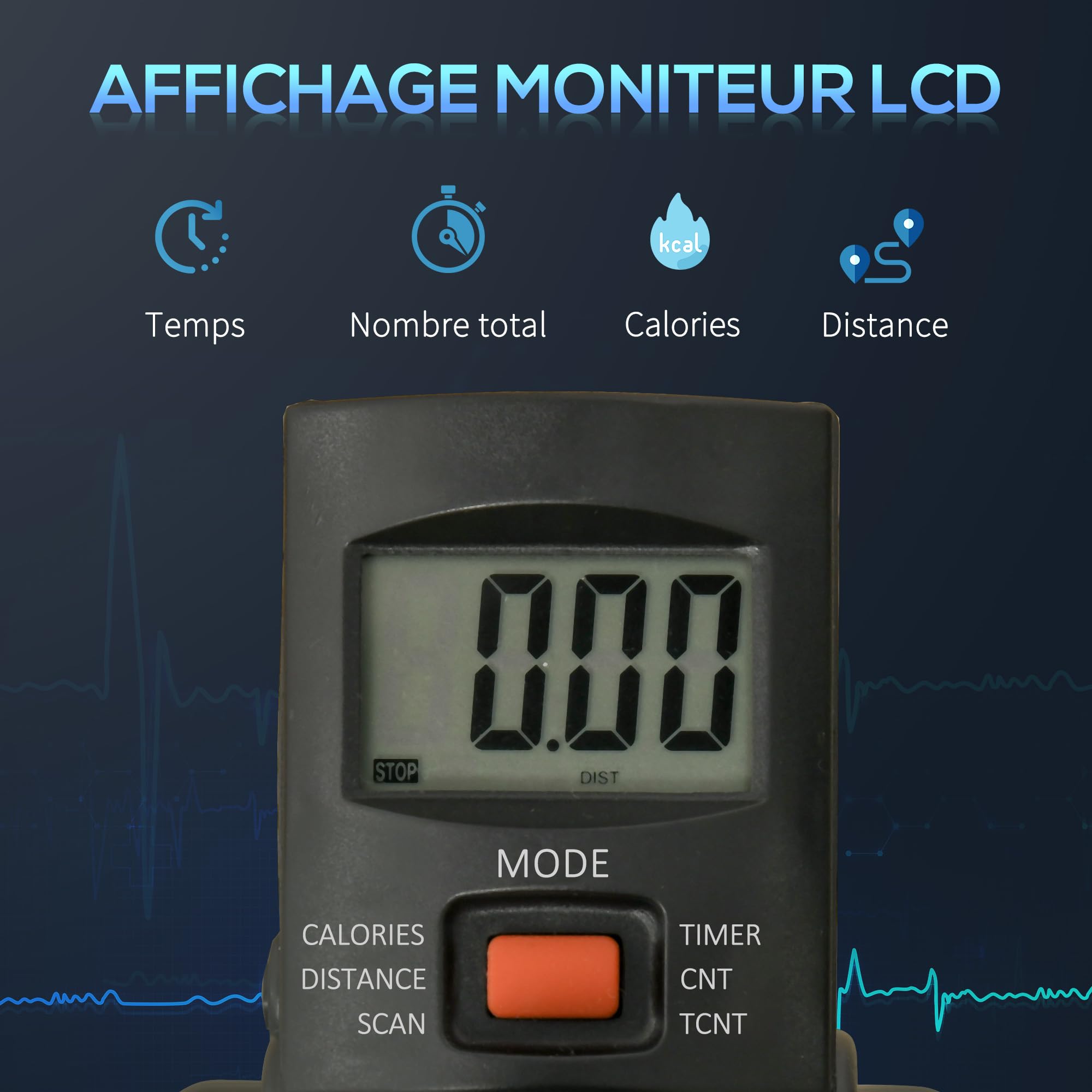 HOMCOM Pédalier d'appartement mini vélo d'appartement résistance ajustable écran LCD hauteur et largeur ajustables bras jambes entraîner en acier noir