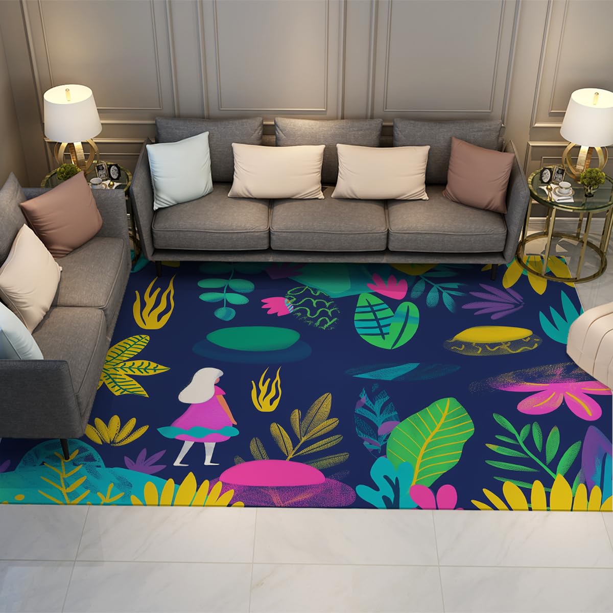 Tapis sans perte de poils lavable 120x180cm avec envers antidérapant
