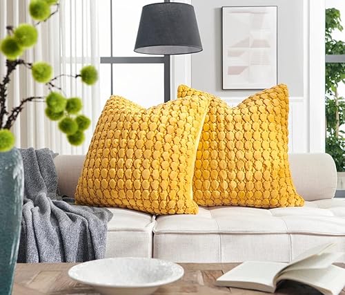 Vista 92 de Juego de 2 fundas de almohada bohemias de 18 x 18 pulgadas, fundas de almohada decorativas de estilo rural de terciopelo, fundas de cojín cuadradas