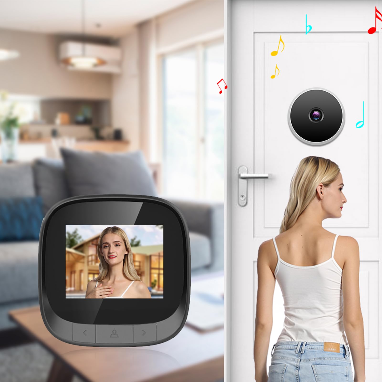 Judas de porte numérique, 2,4" Smart Visuel Vidéo Judas WLAN Électronique Judas de Sécurité Caméra de surveillance oculaire avec Infrarouge et Écran LCD HD Grand Angle 90° Support Enregistrement