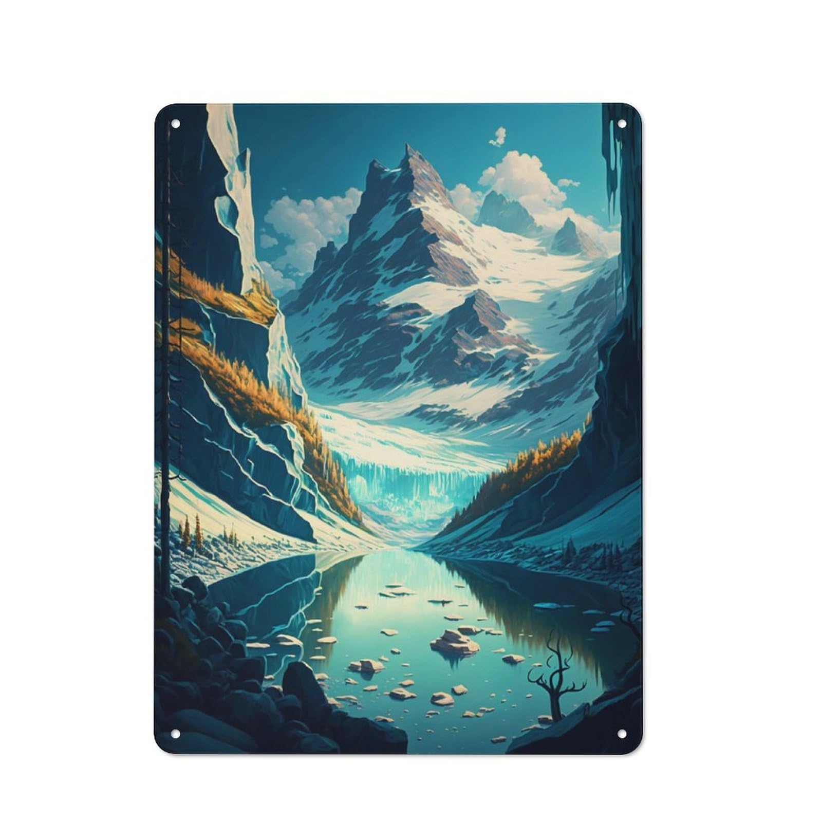 Junmoney Glacier Valley Tin Sign 40X30cm For Pub Or Café, Vintage Wall Decor, For Café Interior Fans, For Retro Home Interiors