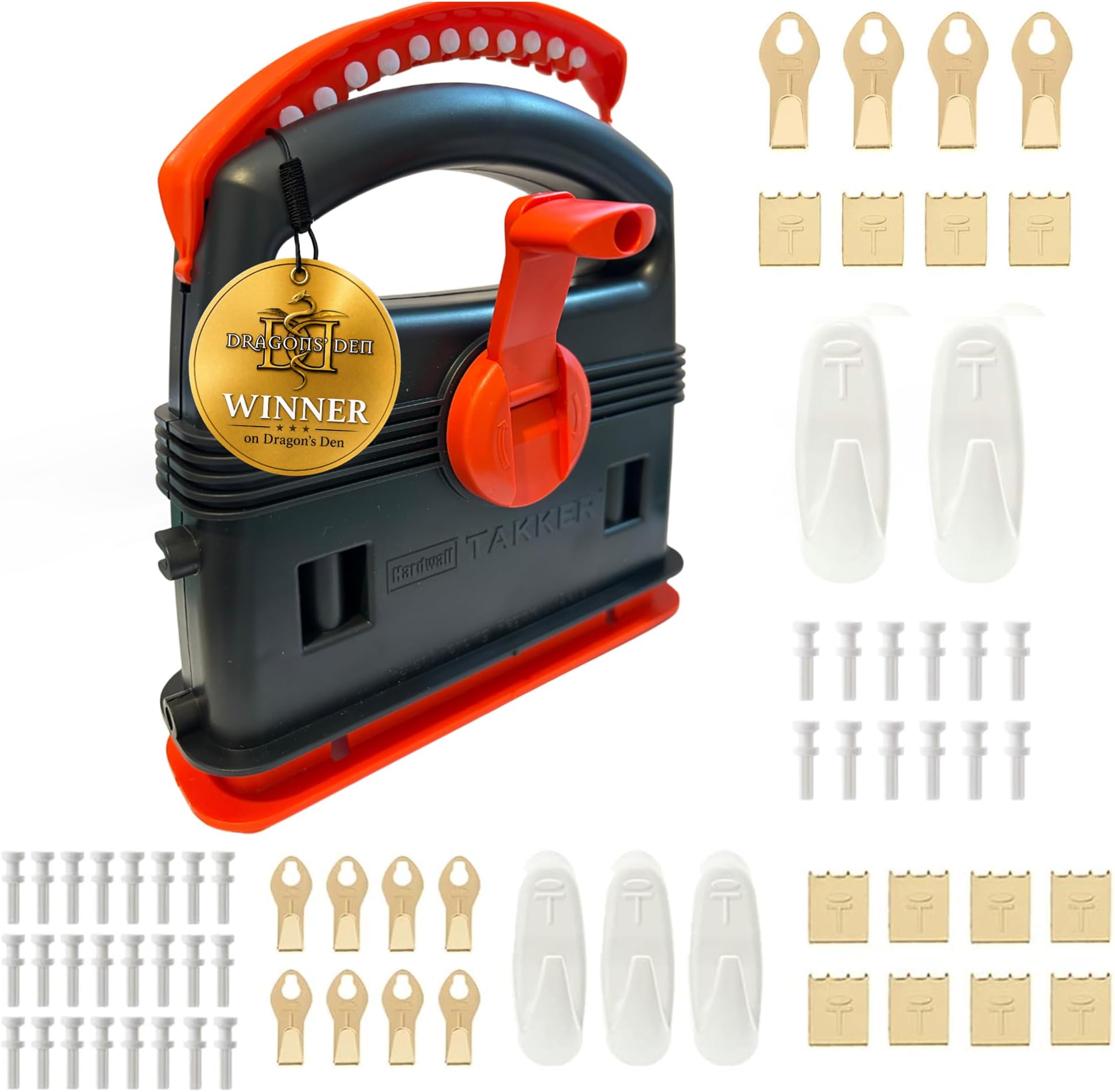 Takker Easy One-Step Hardwall Picture Frame Hanging Tool Kit & Refill Pack (Hardwall Takker Kit 35 Pieces)